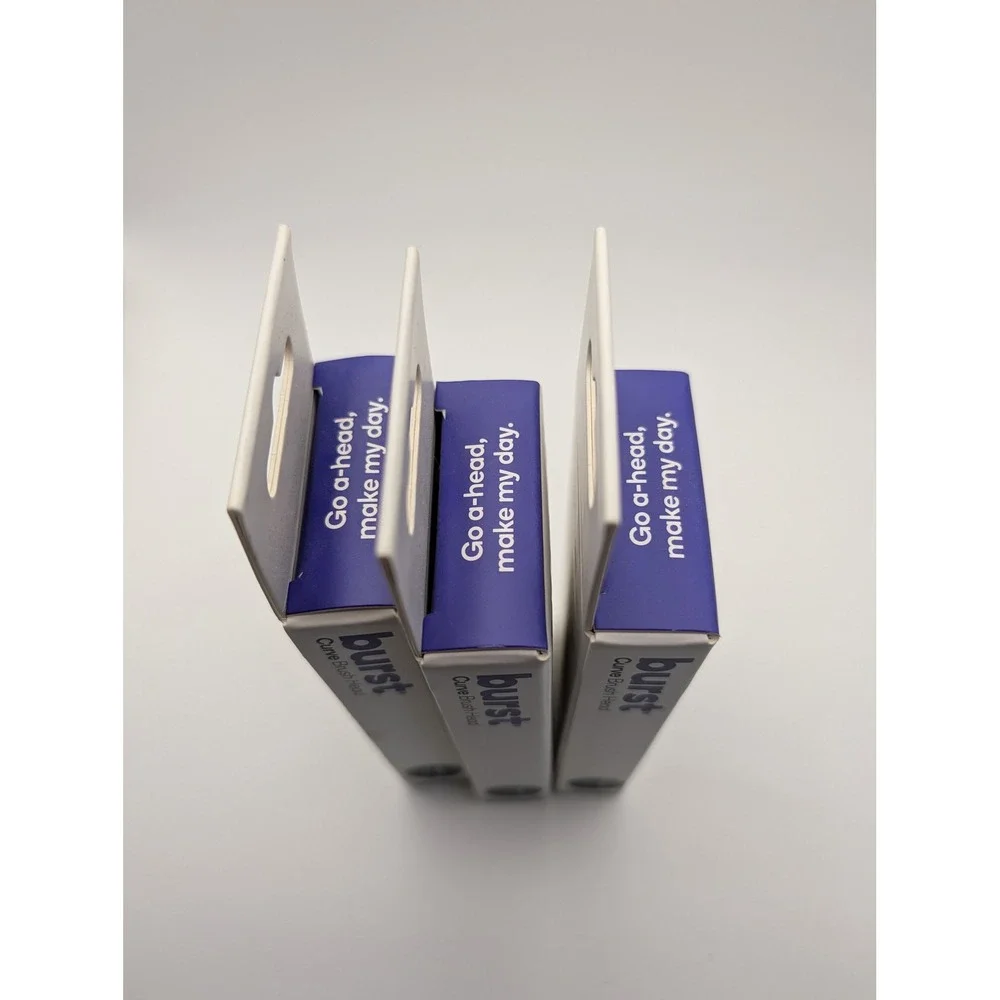 3 Packs Burst Curve Sonic Toothbrush Replacement Heads Black Super Soft Bristles